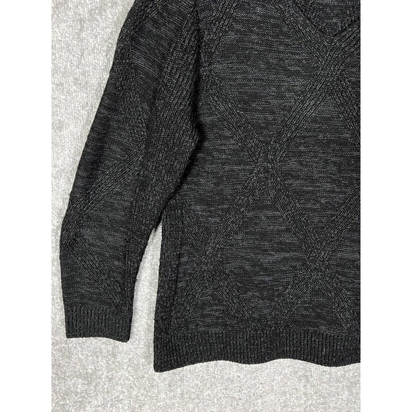 Christopher & Banks Long Sleeve V-Neck Knit Sweater Womens Size Large Black Gray - Picture 8 of 14